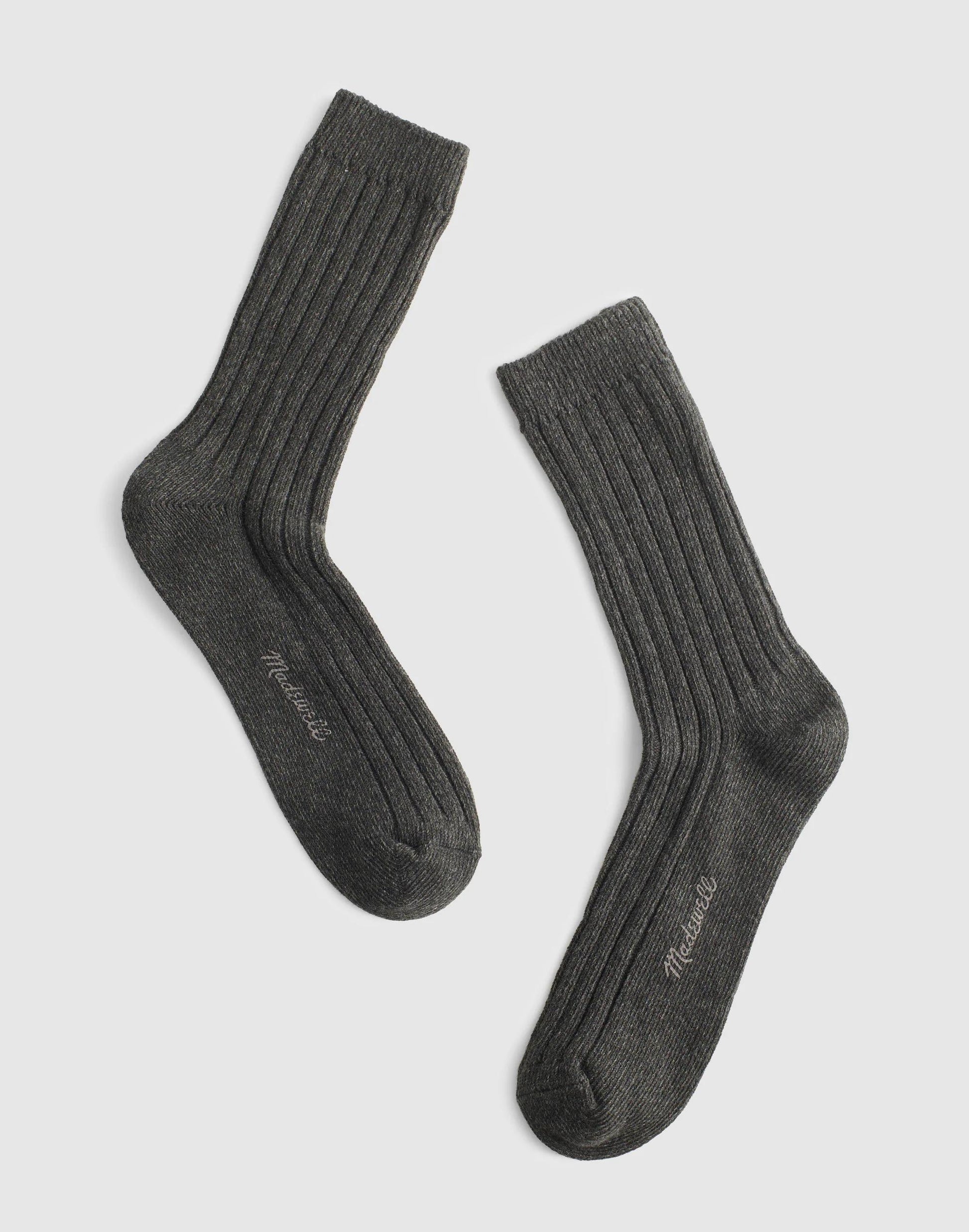 Madewell Ribbed Crew Socks in Cotton Hthr Dark Grey