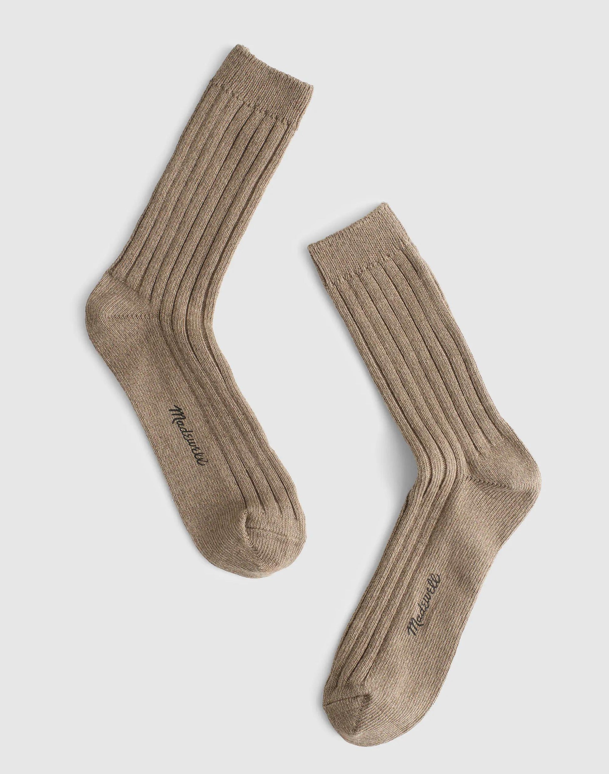 Madewell Ribbed Crew Socks in Cotton Heather Grey