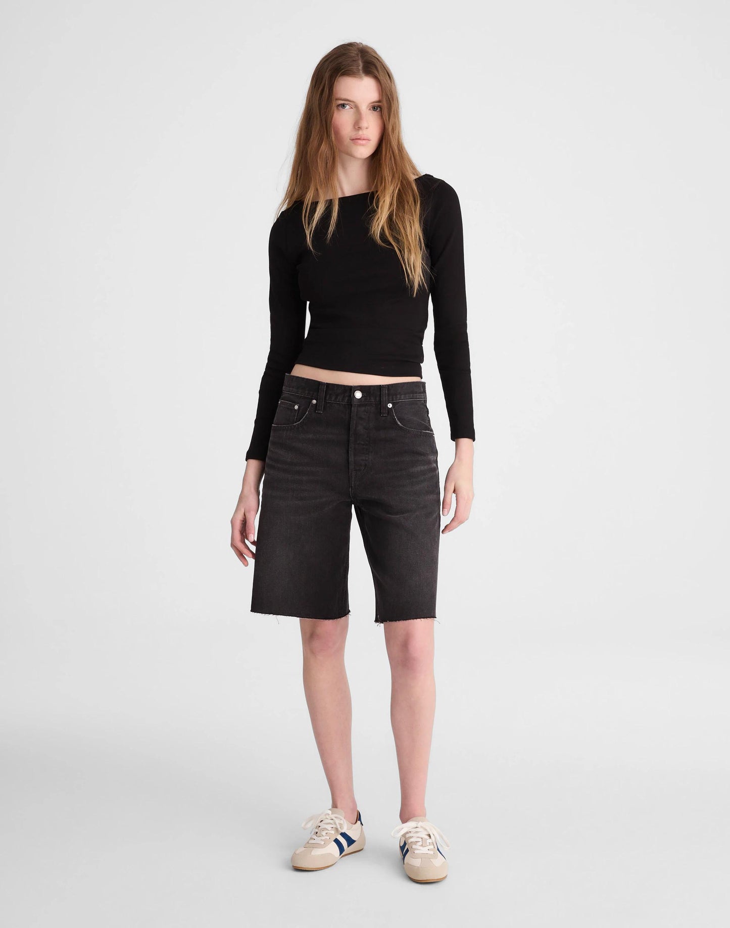 Madewell The Essex Long Baggy Short Ashen Black Wash