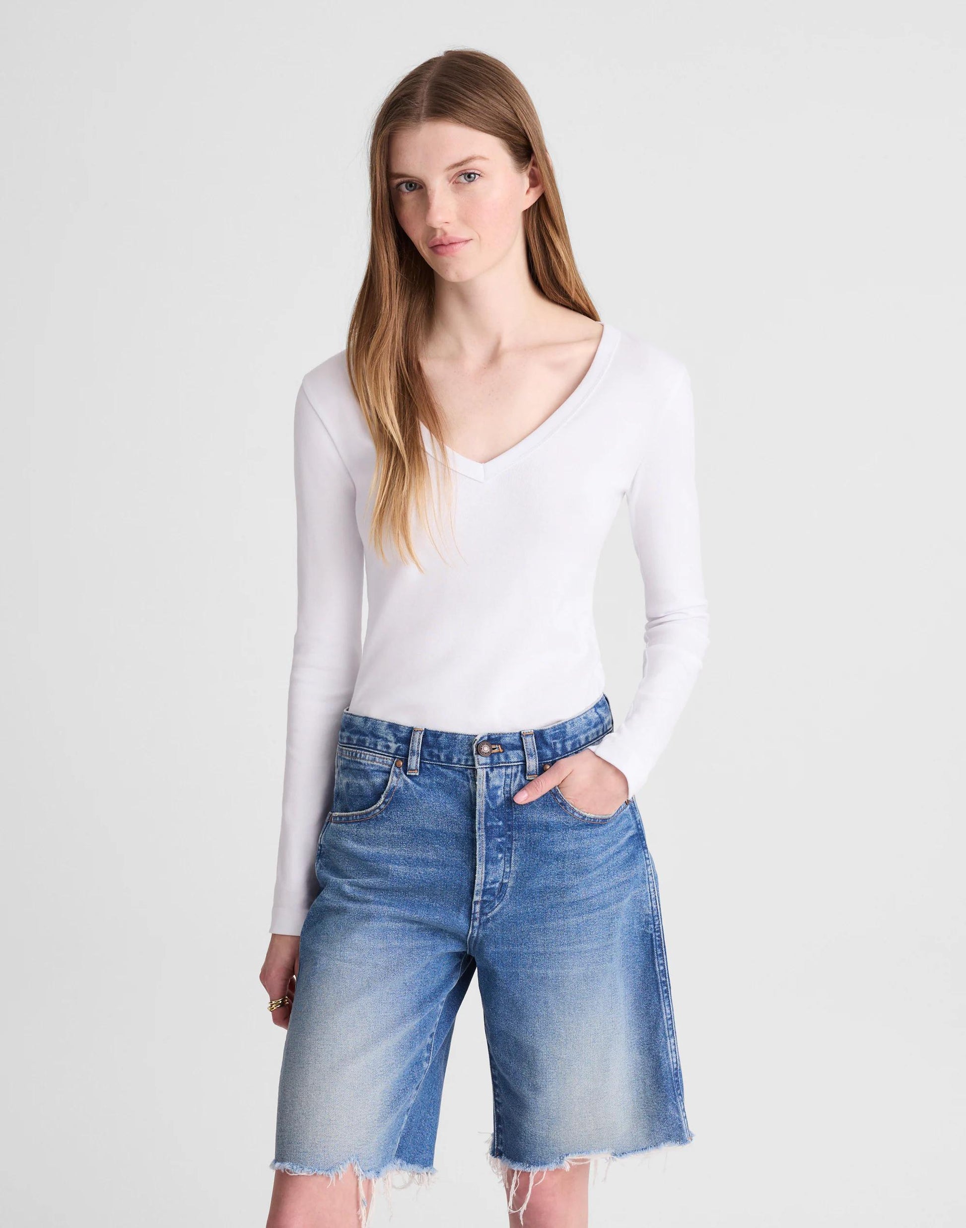 Madewell The Essex Long Baggy Short Retro Bright Wash