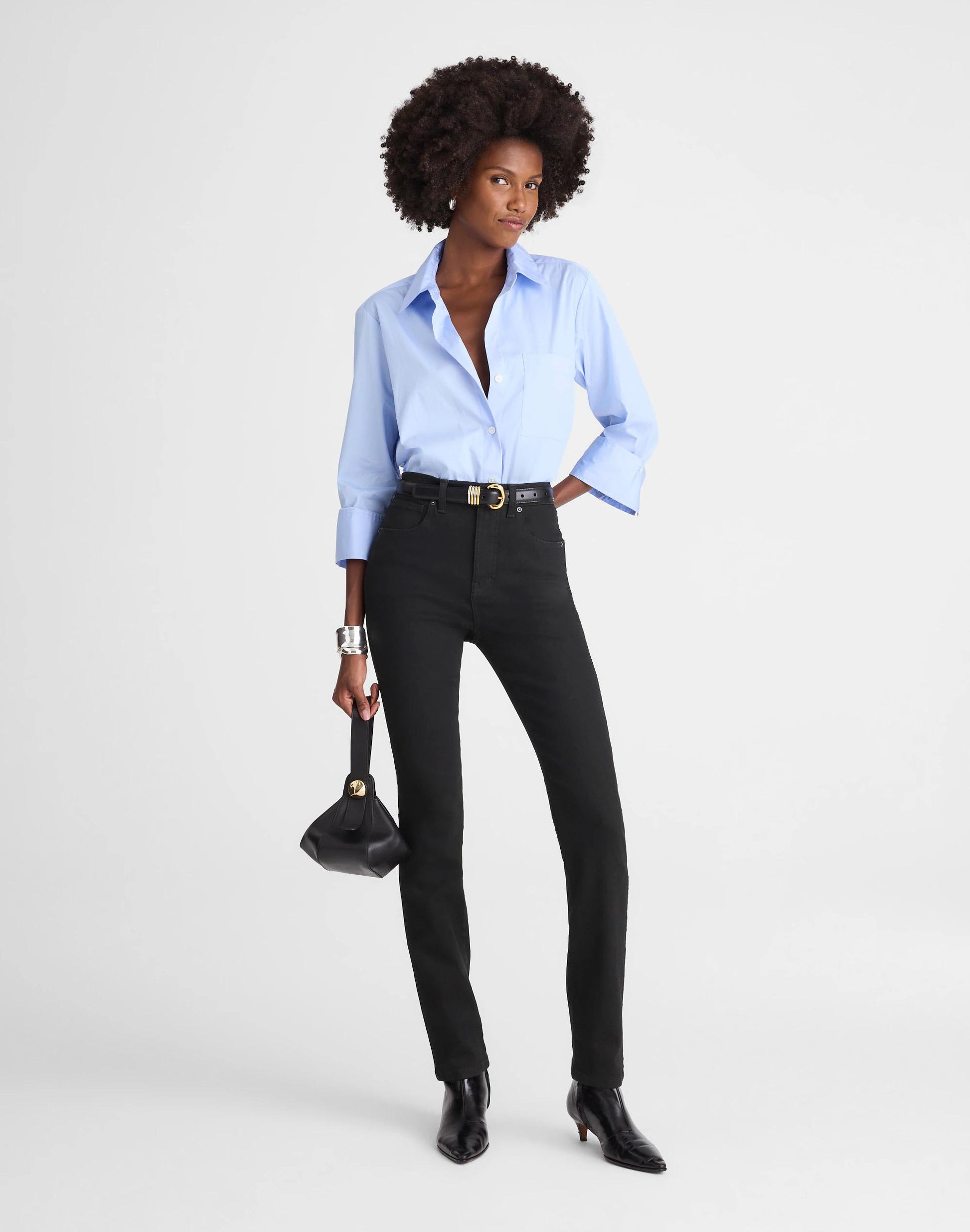Madewell The Pencil Jean in Super Stretch Denim Black Frost
