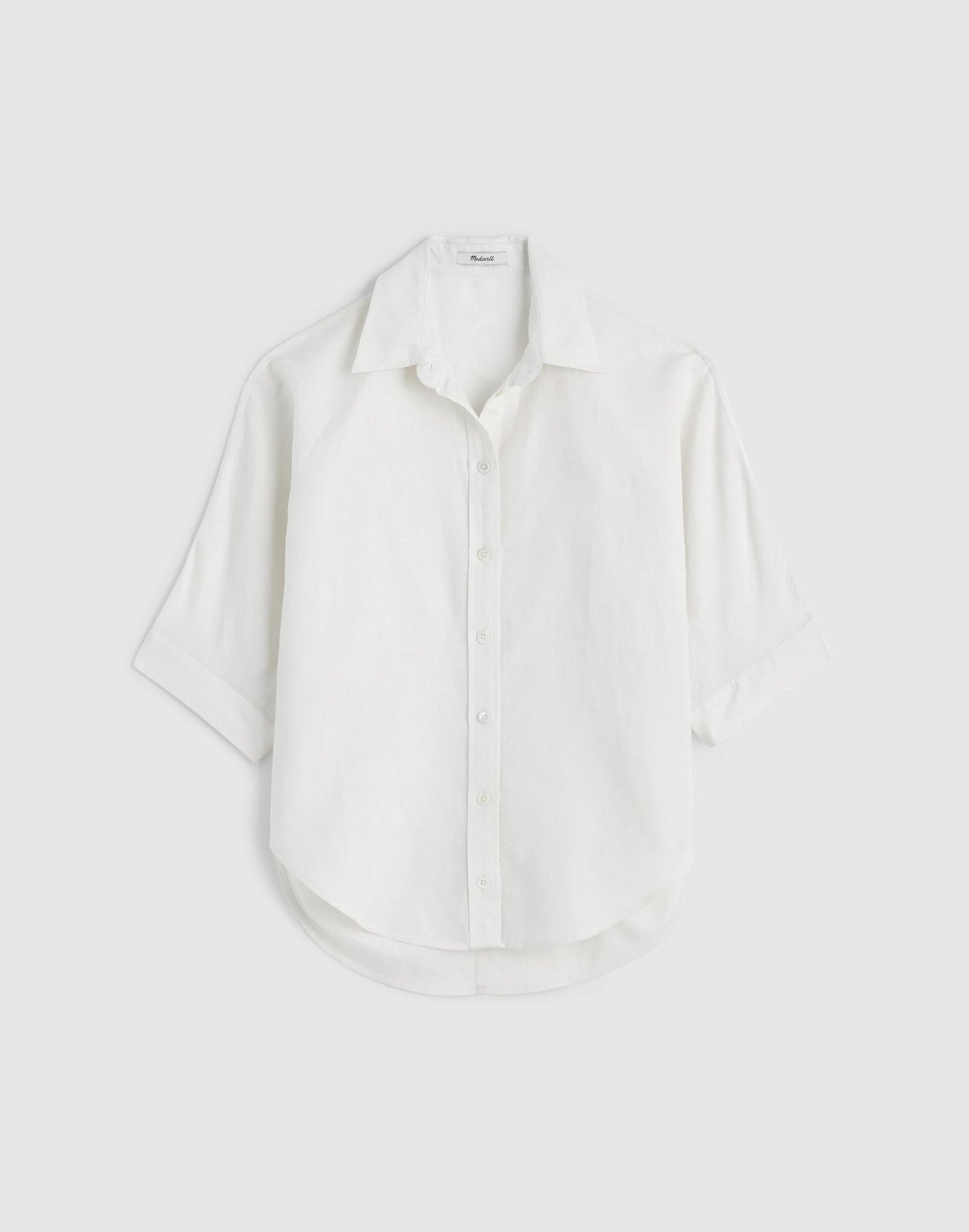 Madewell Relaxed Pleat-Sleeve Button-Up Shirt in Cotton-Linen Blend Ivory Linen