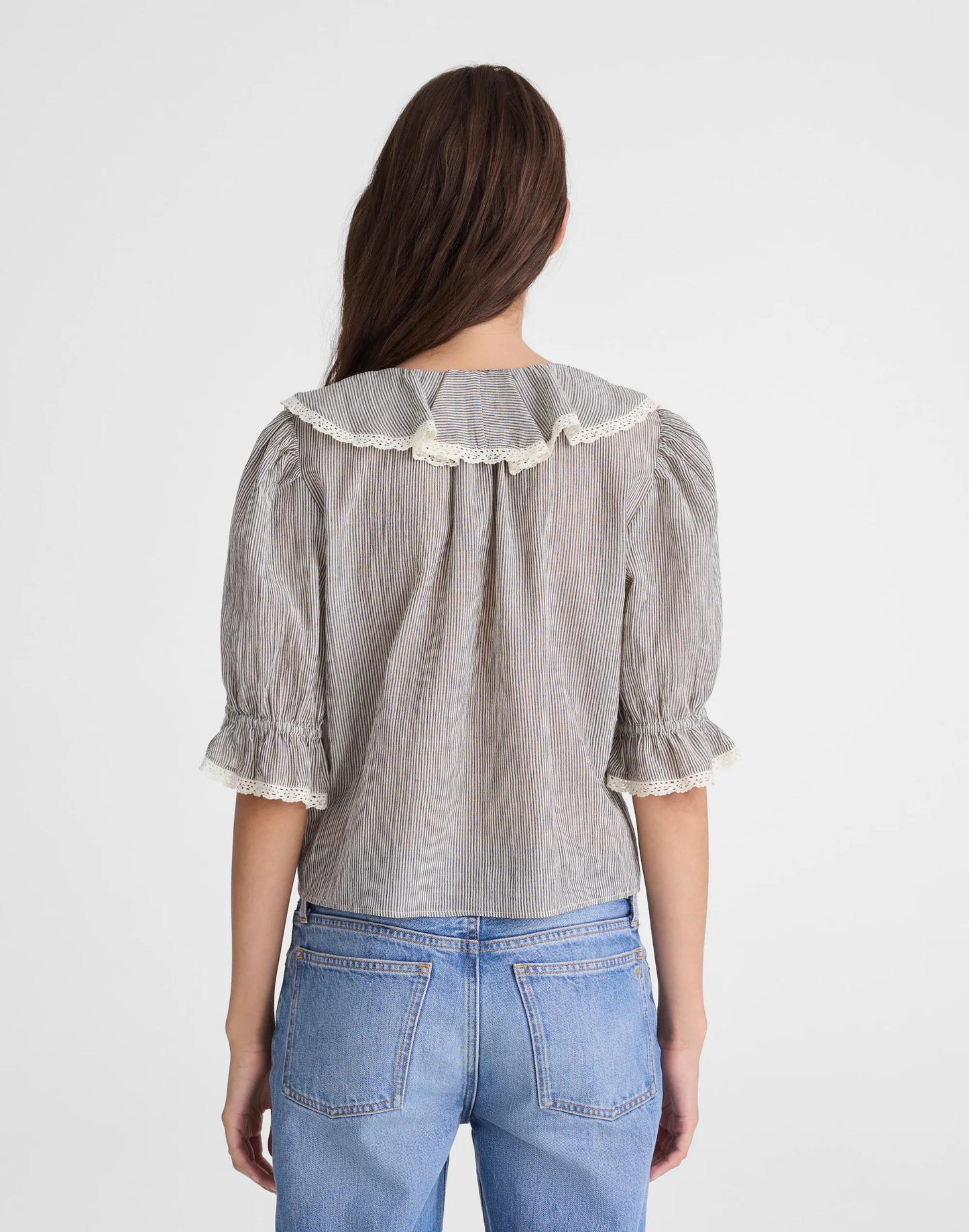 Madewell The Blaire Top Black And Ivory Micro Stripe