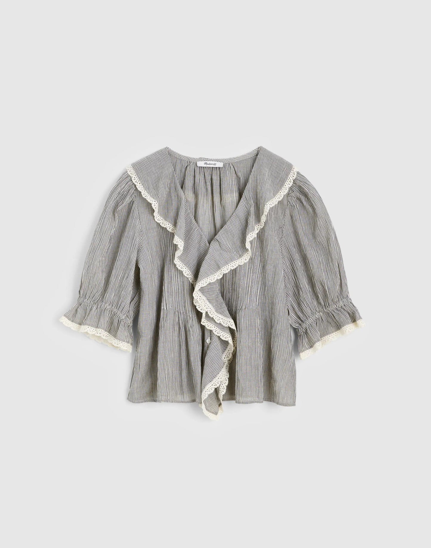 Madewell The Blaire Top Black And Ivory Micro Stripe