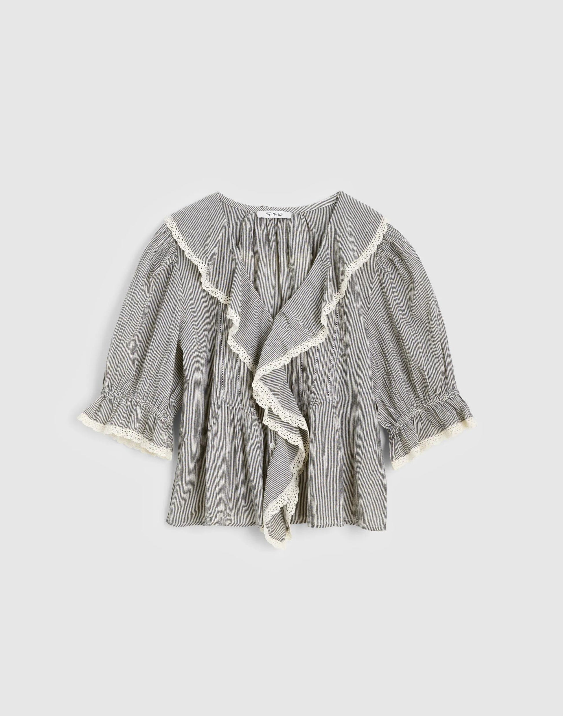 Madewell The Blaire Top Black And Ivory Micro Stripe