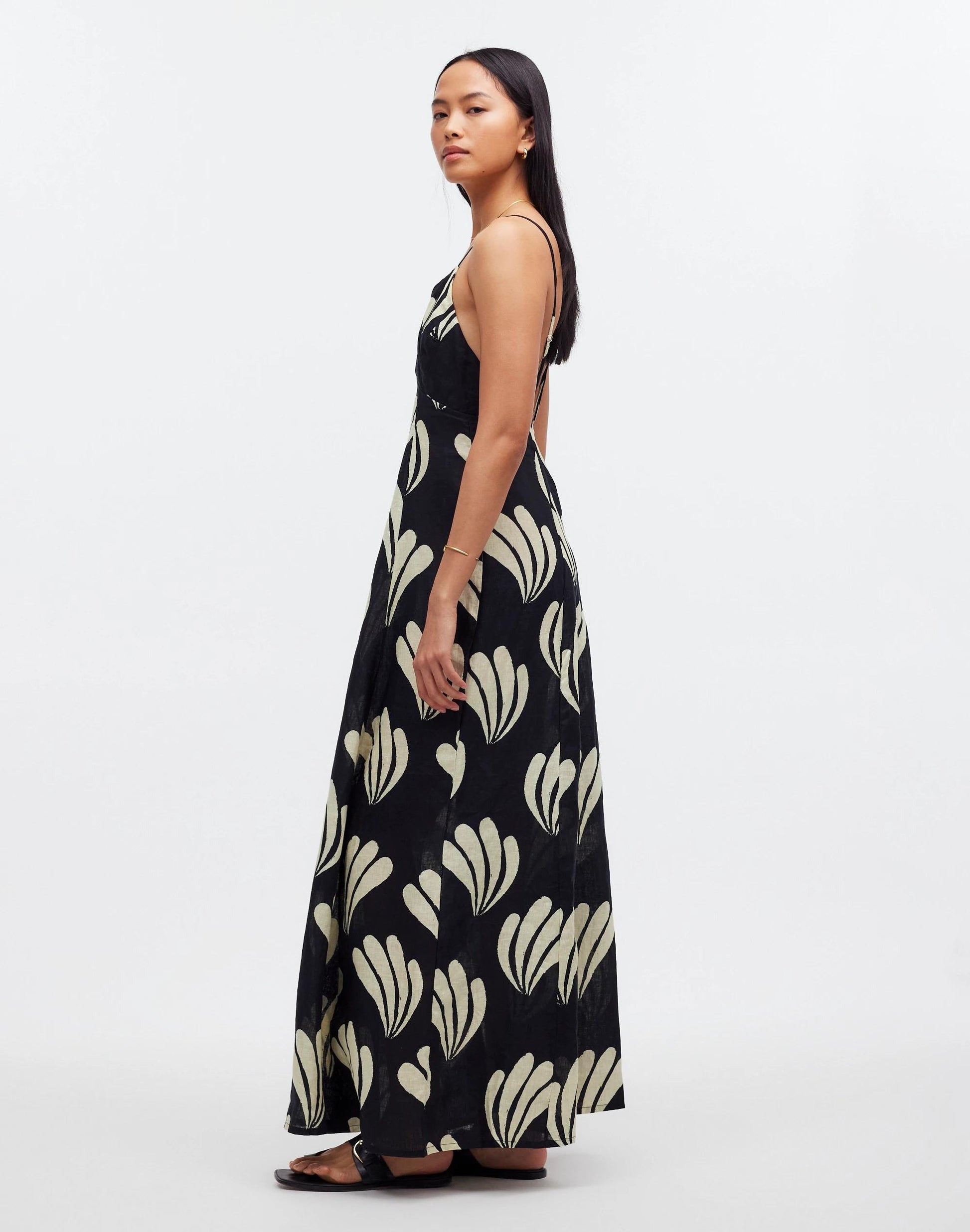 Madewell Zulu & Zephyr Palm Linen Dress Palm