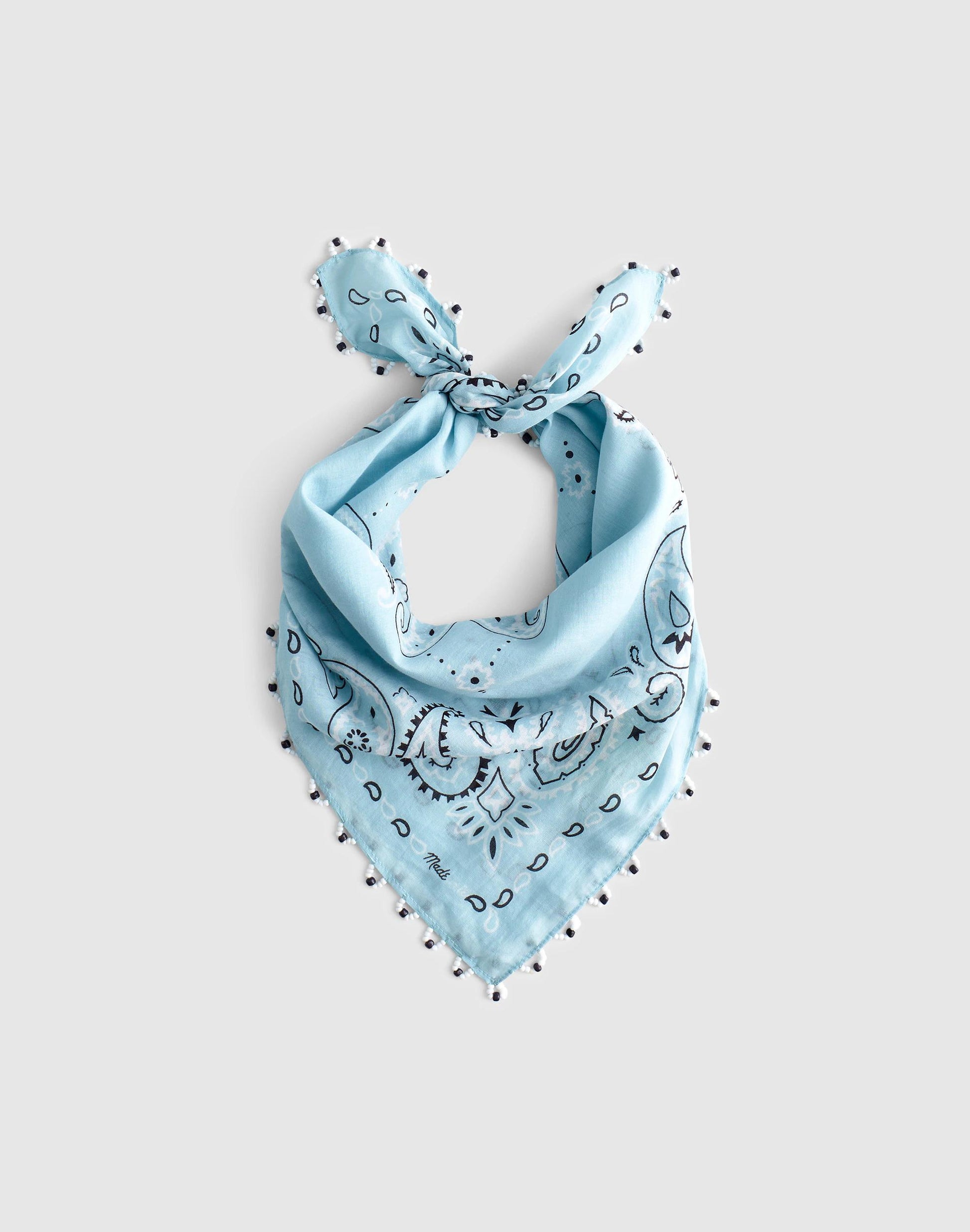Madewell Beaded Bandana in Cotton Blend Frosted Sky