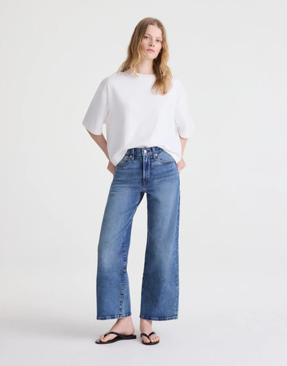 Madewell The Short Wide-Leg Crop Jean in Super Stretch Denim Oneida Wash