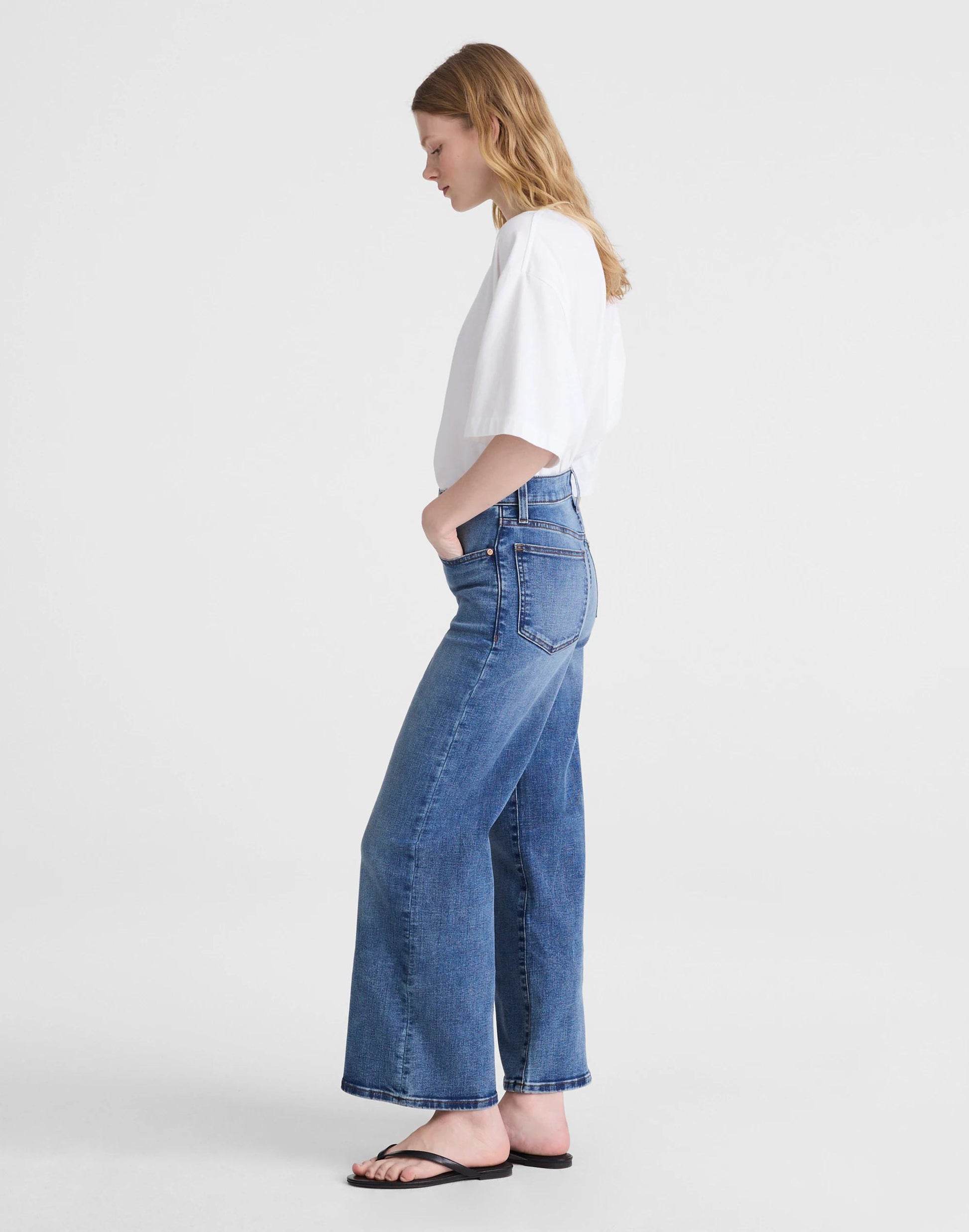 Madewell The Short Wide-Leg Crop Jean in Super Stretch Denim Oneida Wash