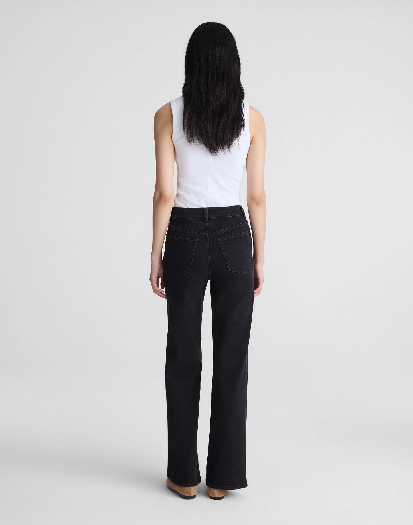 Madewell The Petite Wide-Leg Jean in Super Stretch Black Frost
