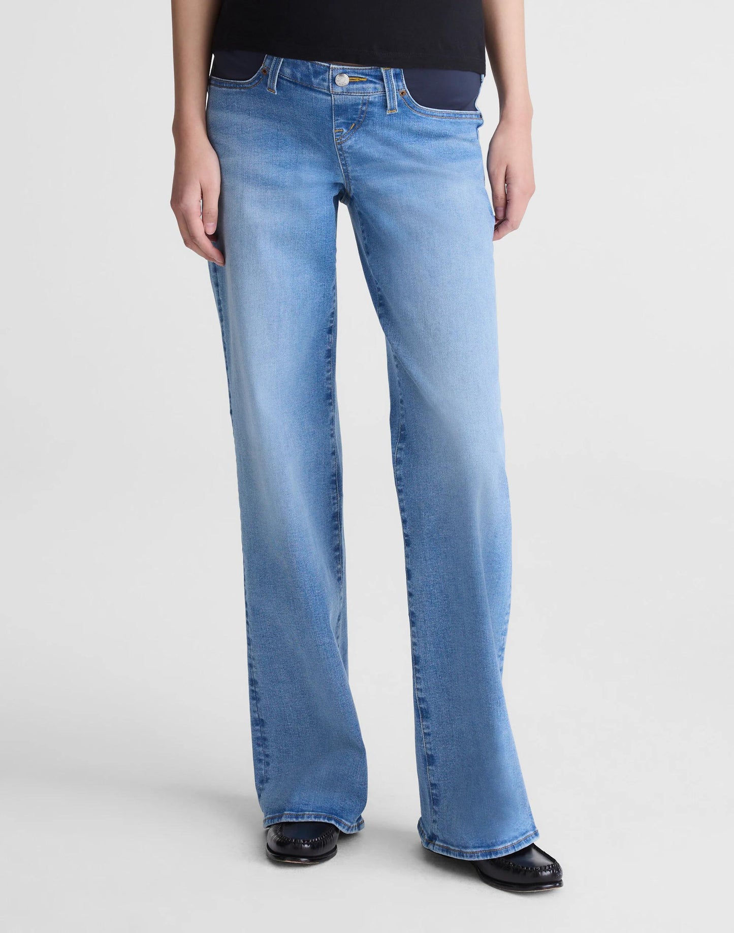 Madewell The Maternity Wide-Leg Jean in Super Stretch Denim Coastal Blue Wash