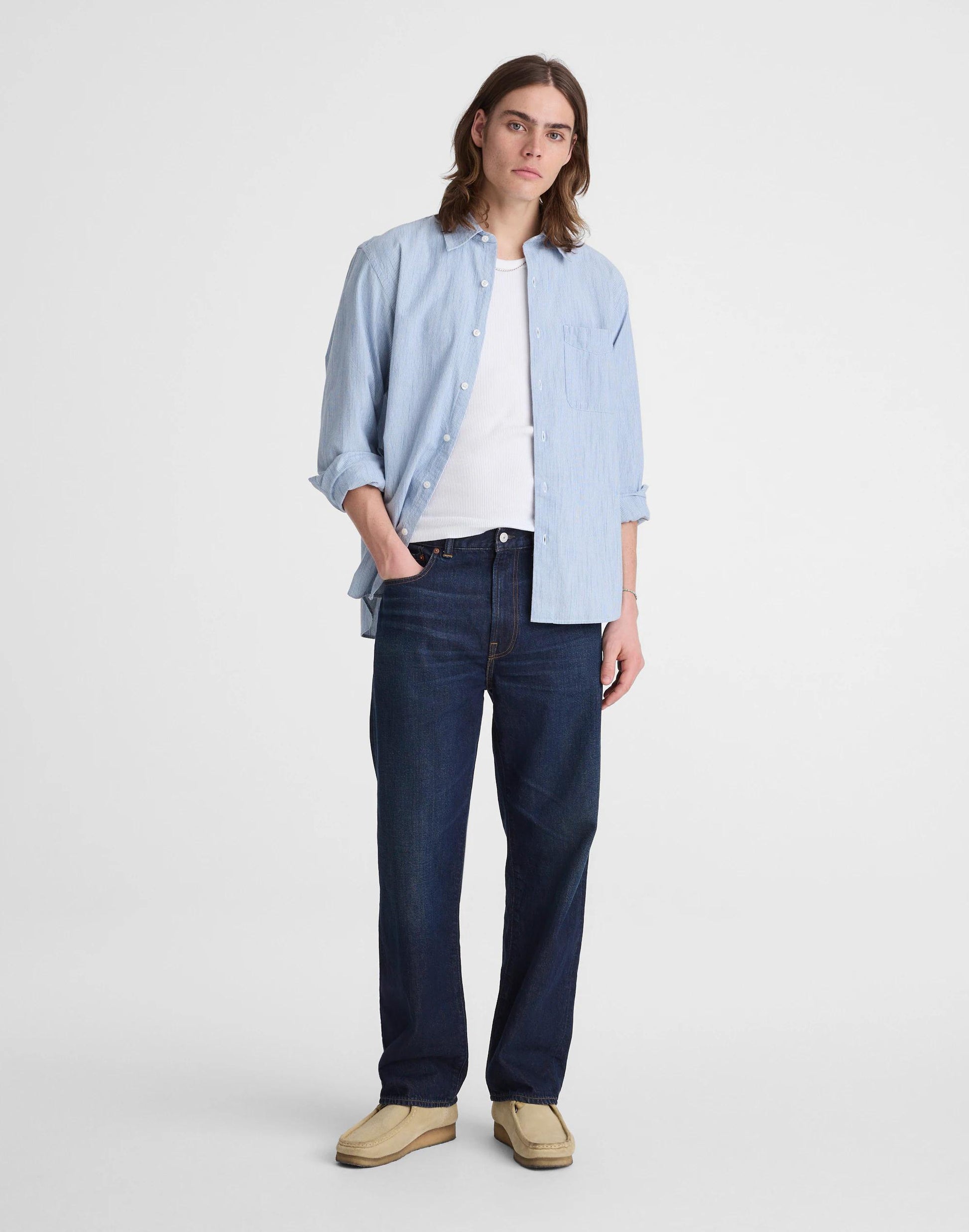 Madewell The Allday Shirt in Indigo Stripe Monaca Stripe