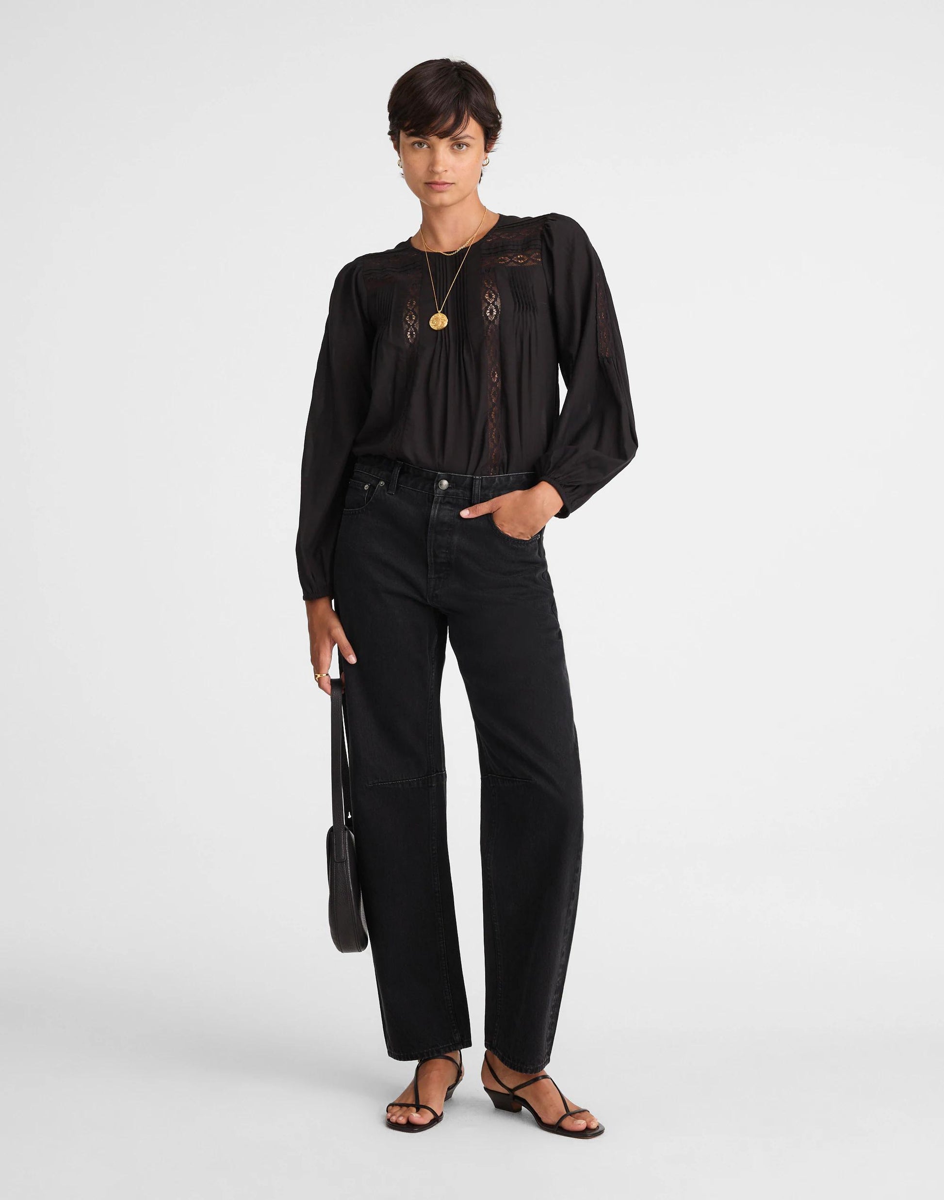 Madewell The Darted Barrel-Leg Jean Washed Black