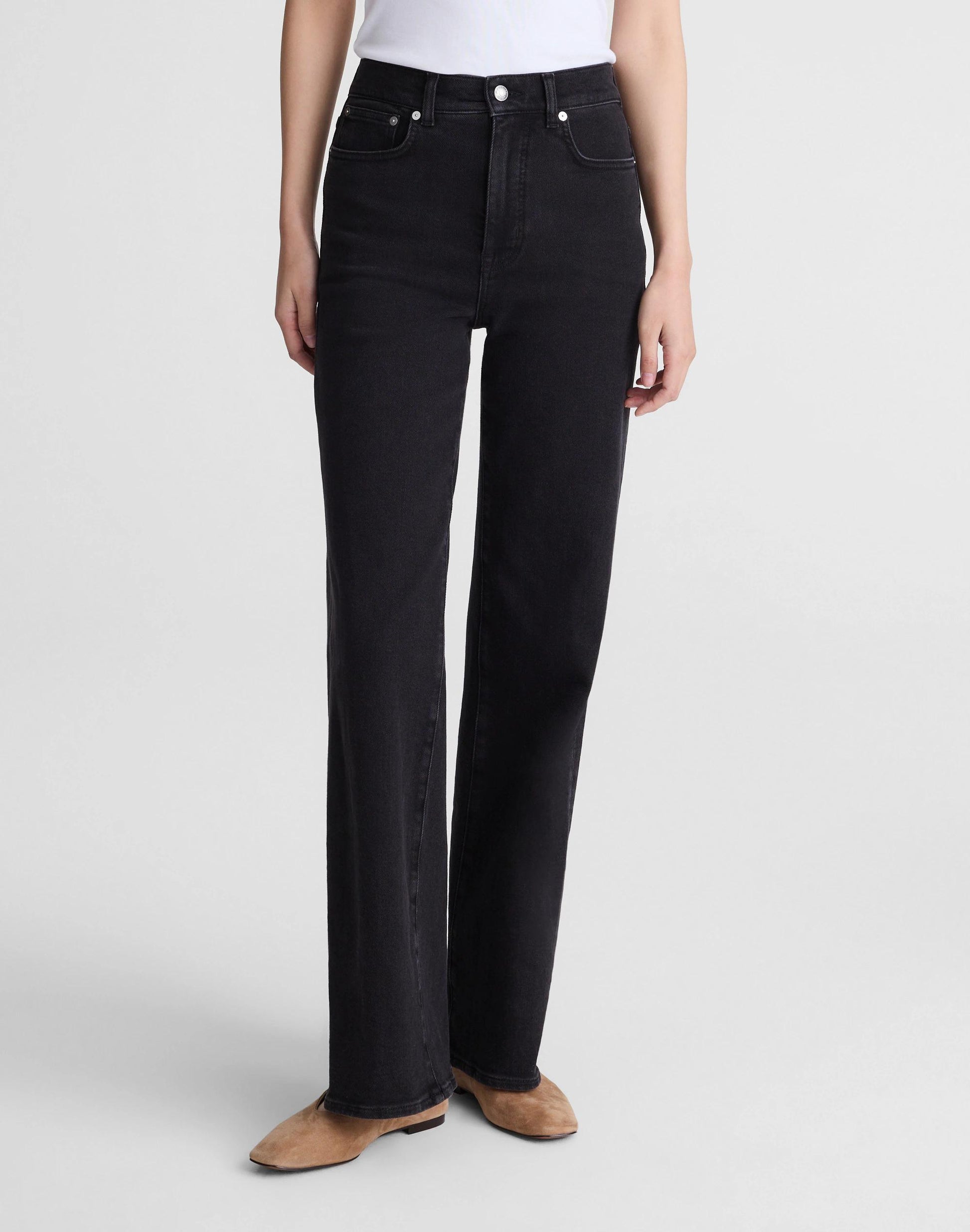 Madewell The Wide-Leg Jean in Super Stretch Denim Black Frost