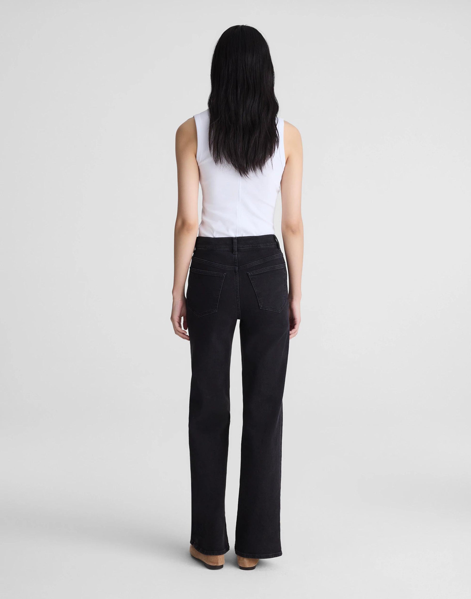 Madewell The Wide-Leg Jean in Super Stretch Denim Black Frost