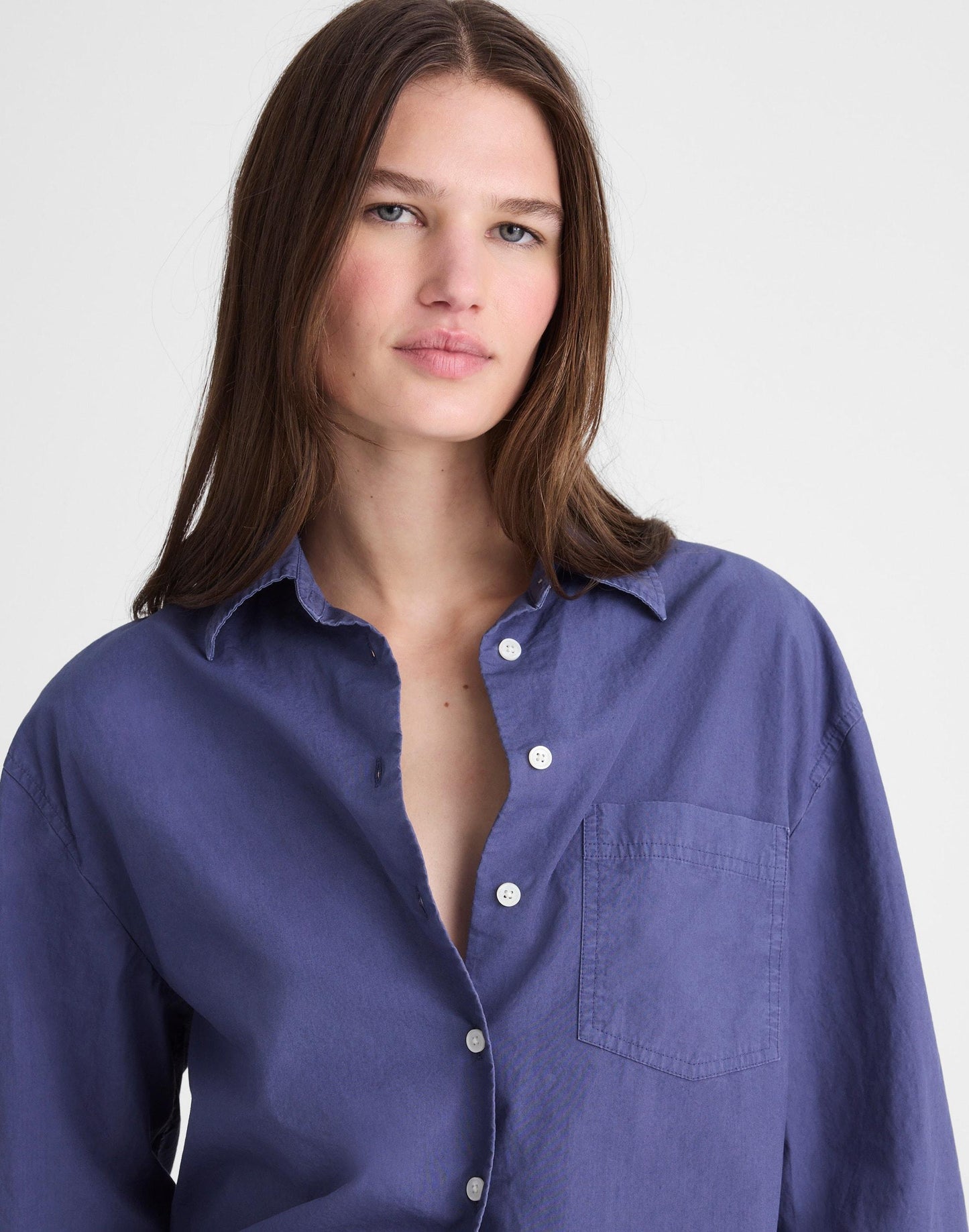 Madewell The Easy Shirt in Poplin Petrol Navy