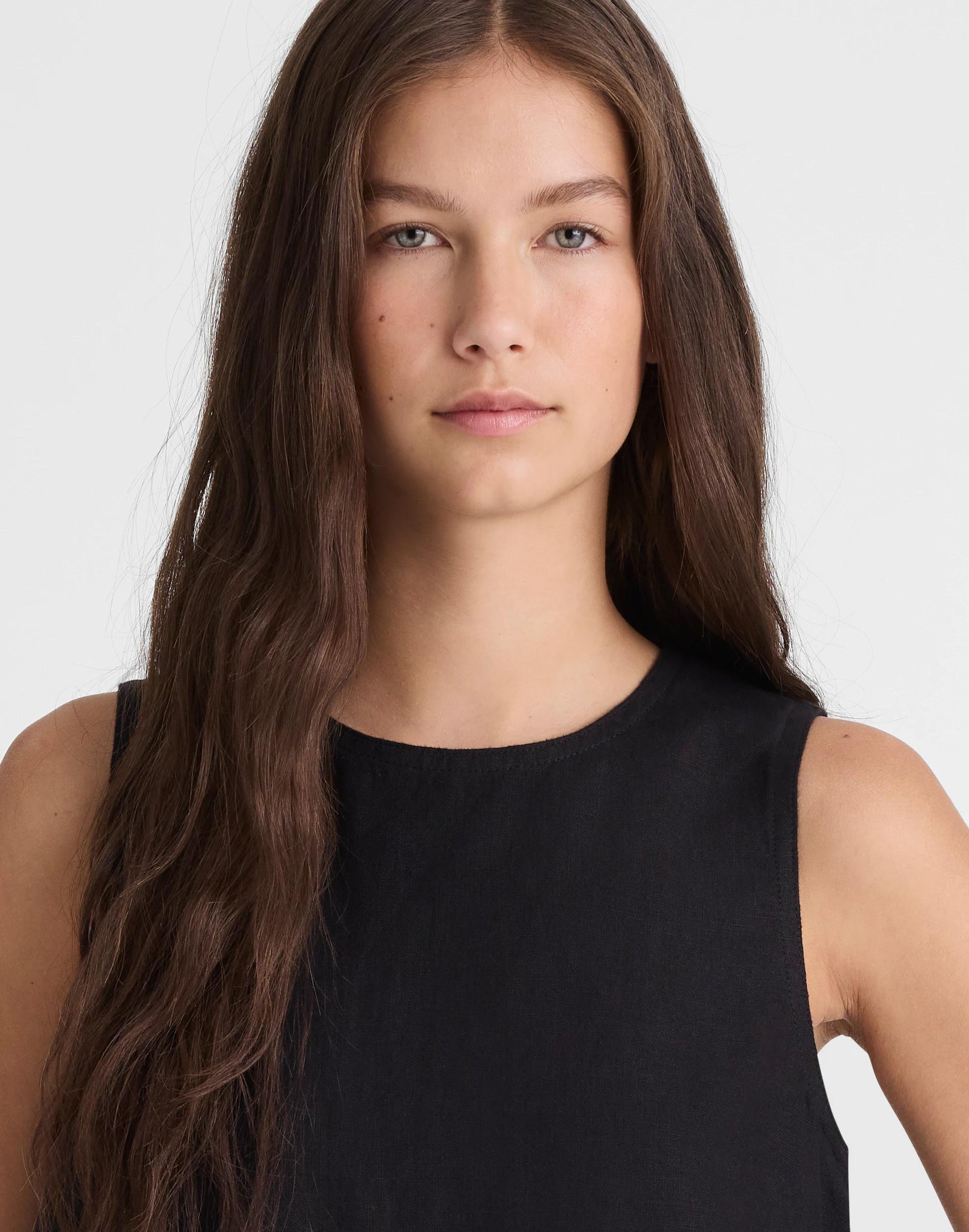Madewell Shell Top in 100% Linen Jet Black