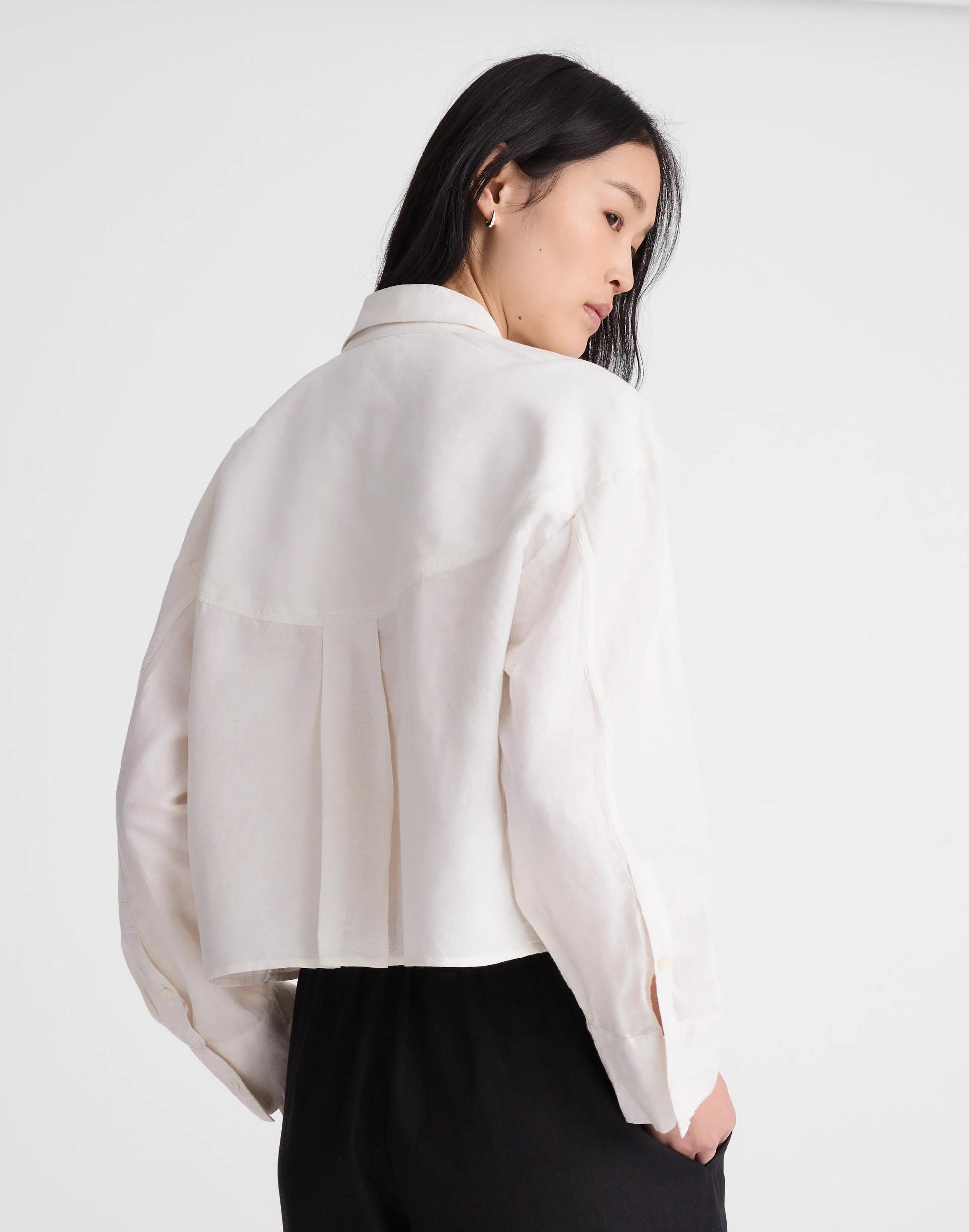 Madewell Straight-Hem Shirt in Linen-Cotton Blend Ivory Linen
