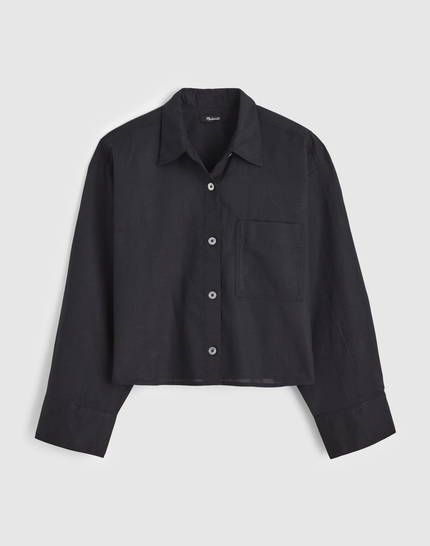 Madewell Straight-Hem Shirt in Linen-Cotton Blend Jet Black