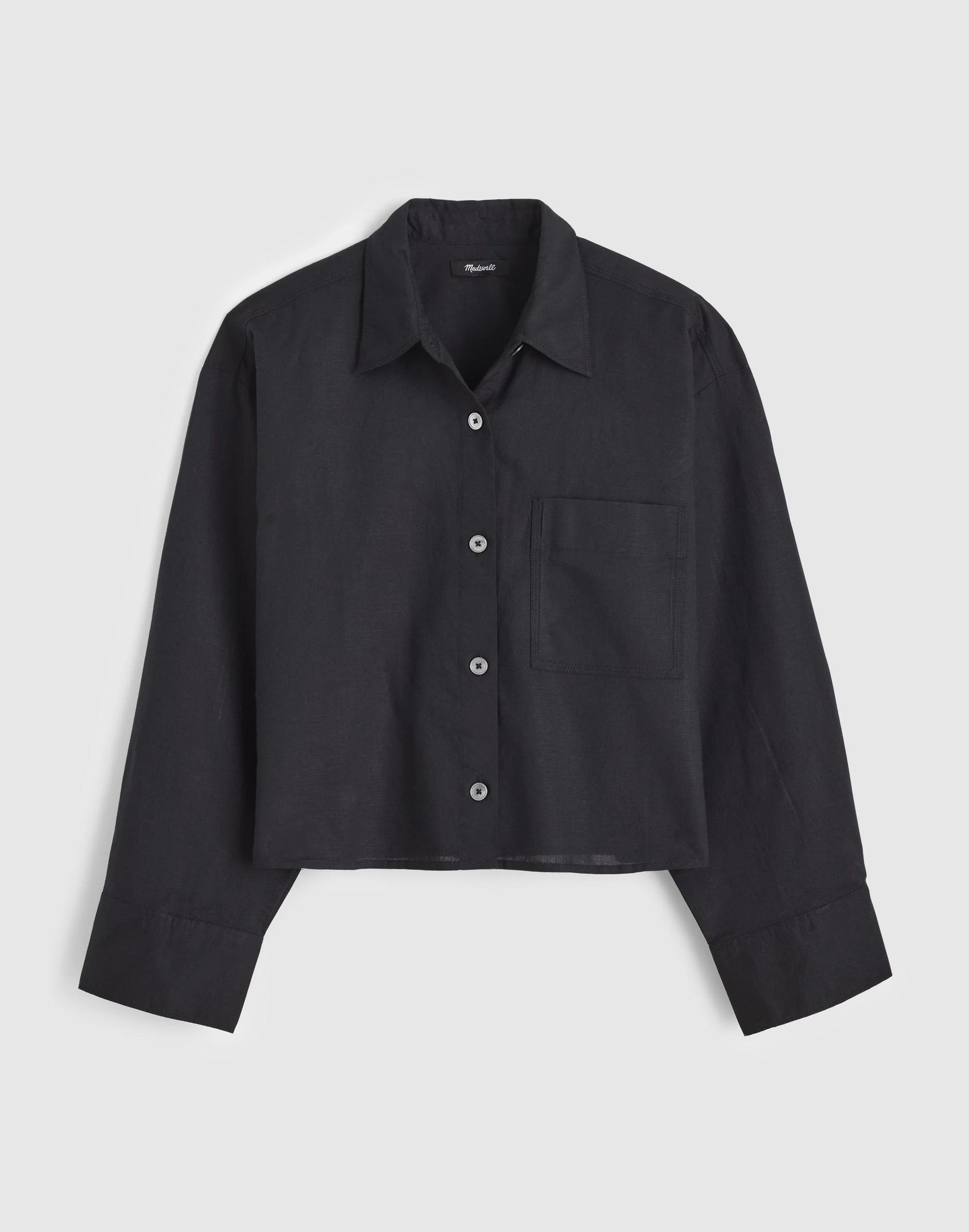 Madewell Straight-Hem Shirt in Linen-Cotton Blend Jet Black