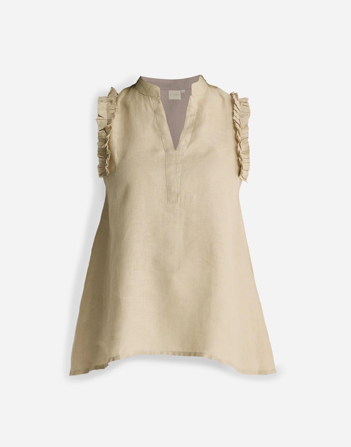 Madewell Reistor® Sleeveless 100% Hemp Top with Ruffles in Neutral Beige Beige