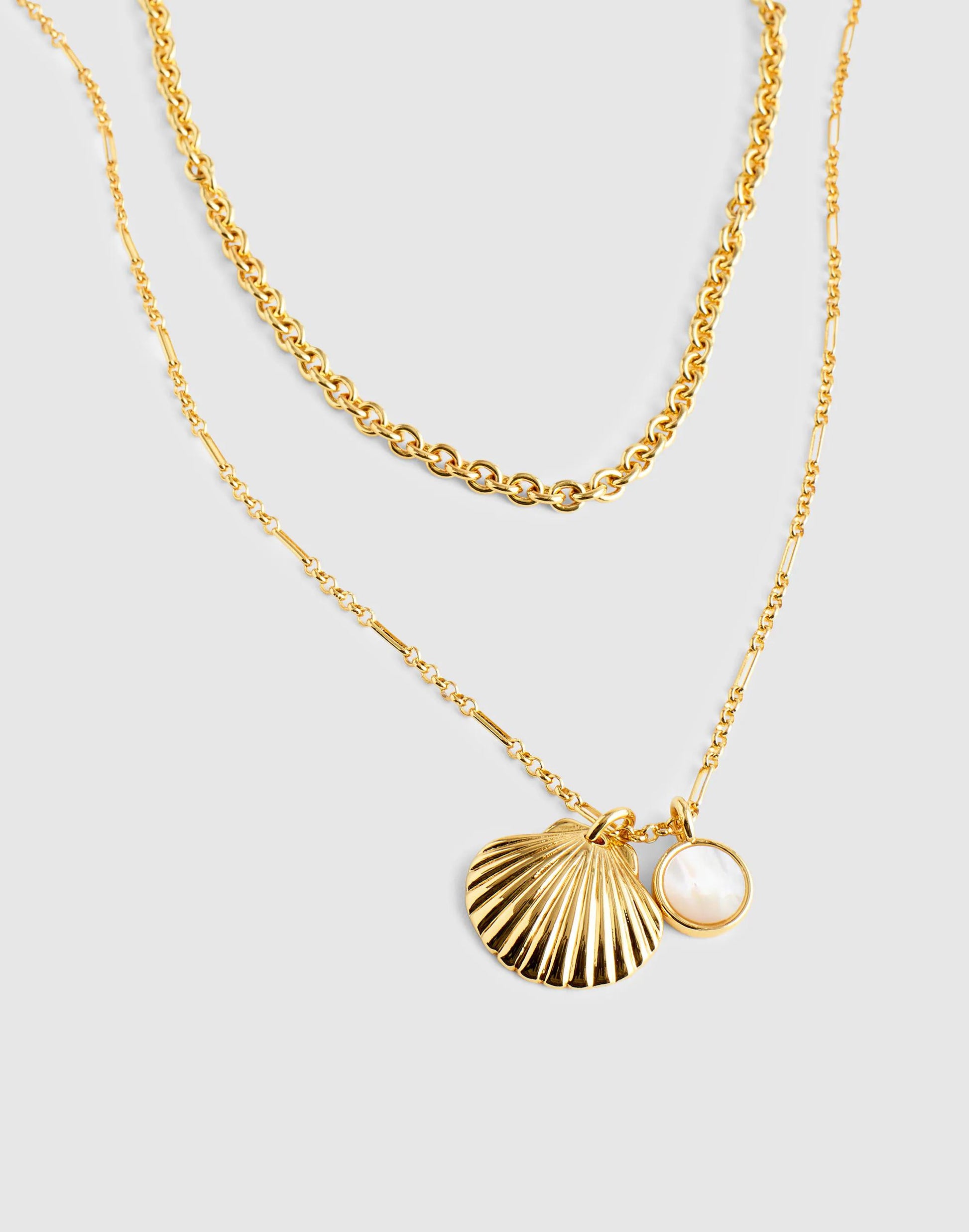 Madewell Two-Pack Mother-of-Pearl Necklace Set Antique Gold