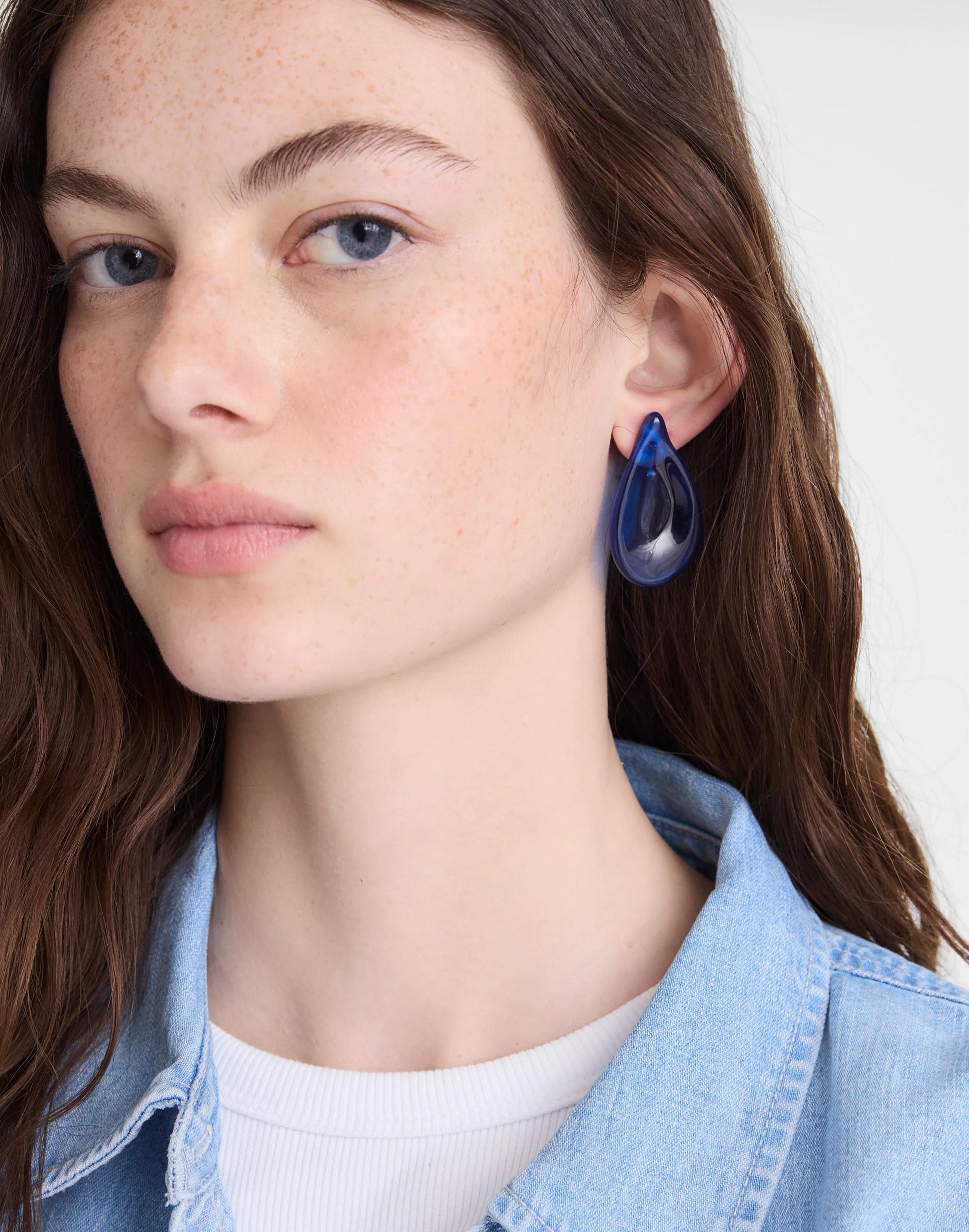 Madewell Oversized Droplet Stud Earrings Retro Blue
