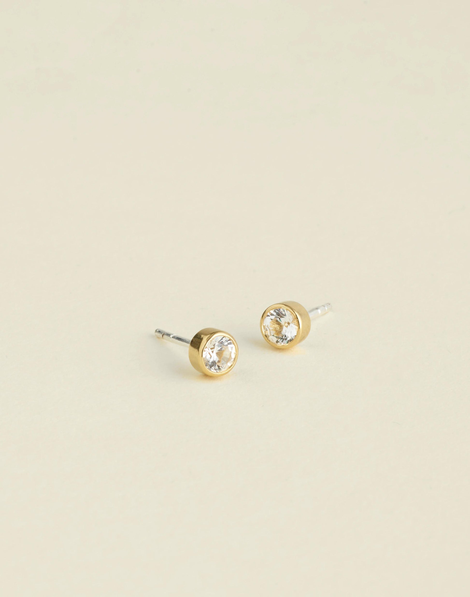 Madewell Demi-Fine Bezel Set Crystal Stud Earrings 14k Gold