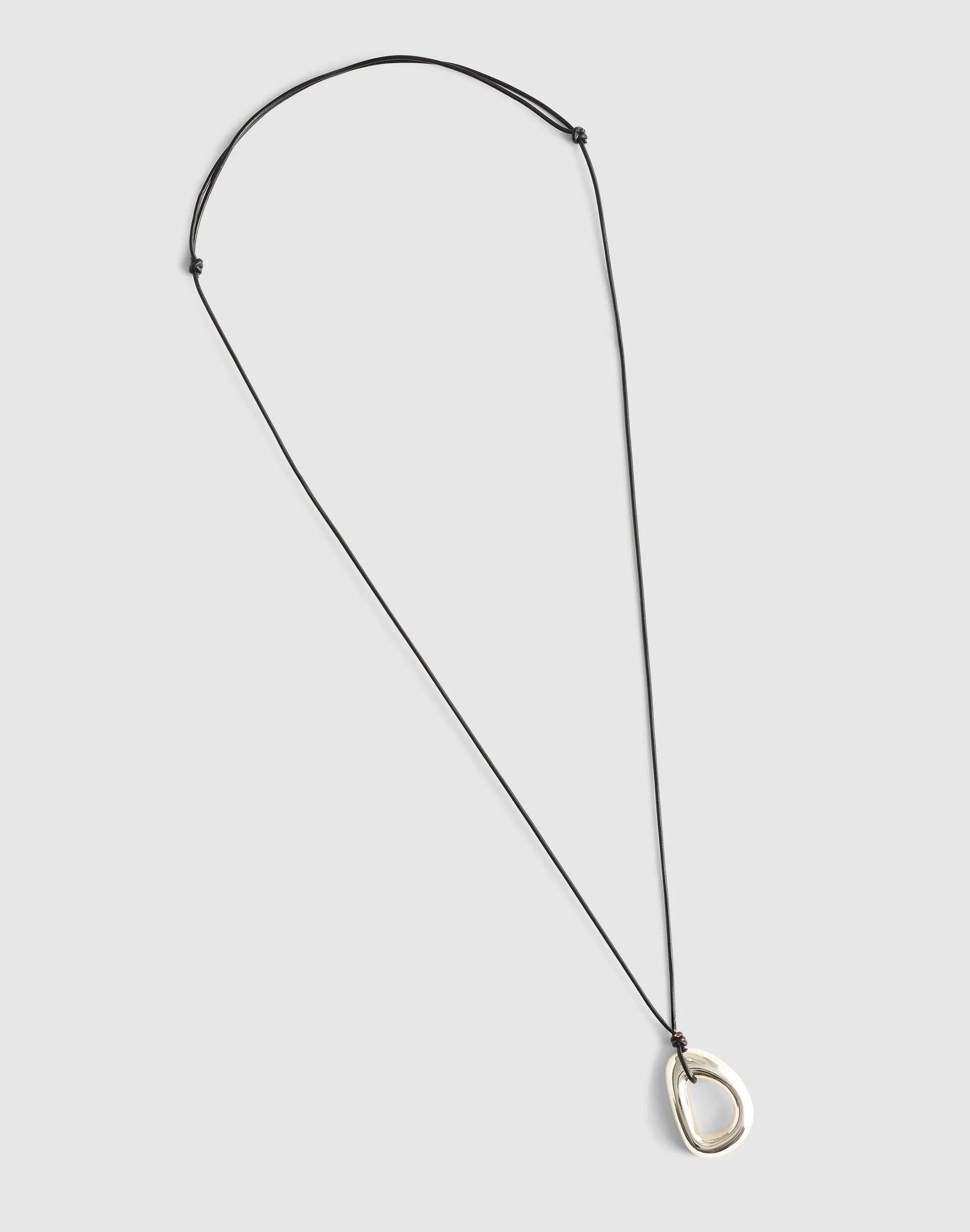 Madewell Sculptural Pendant Cord Necklace Warm Silver
