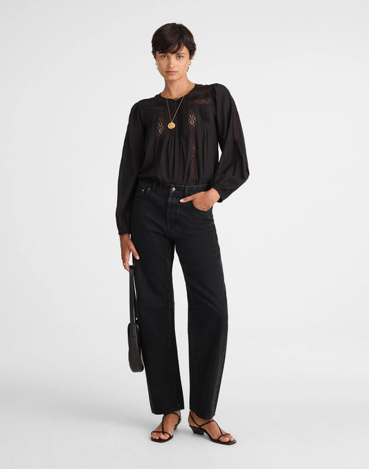Madewell The Tall Darted Barrel-Leg Jean Washed Black